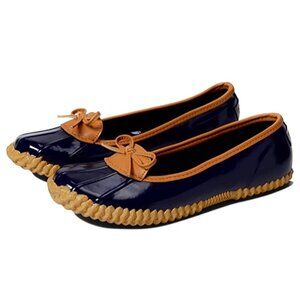 London Fog Duck Shoes Womens 6 Webster Ballet Rain Slippers Navy Blue New